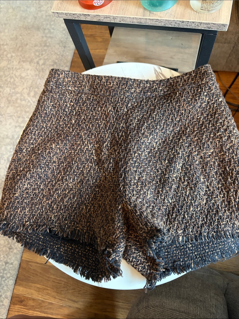 Textured Brown Bouclé Women’s Shorts